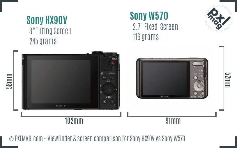 Sony HX90V vs Sony W570 Screen and Viewfinder comparison