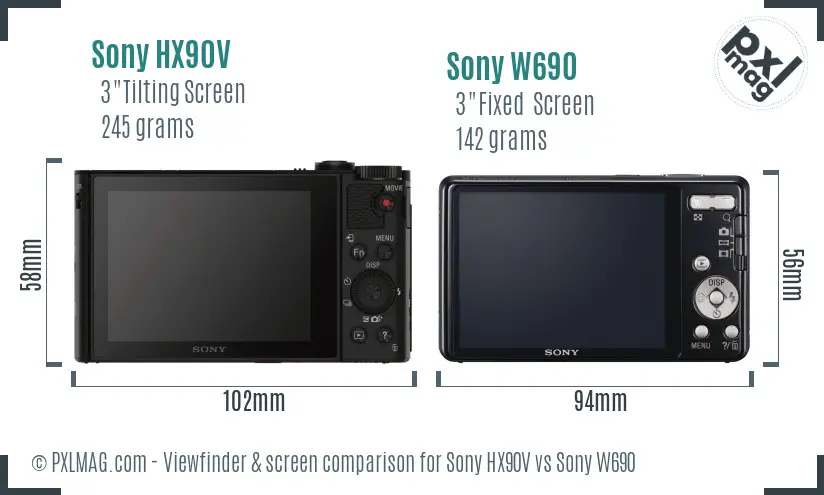 Sony HX90V vs Sony W690 Screen and Viewfinder comparison