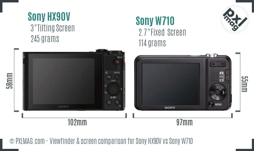 Sony HX90V vs Sony W710 Screen and Viewfinder comparison