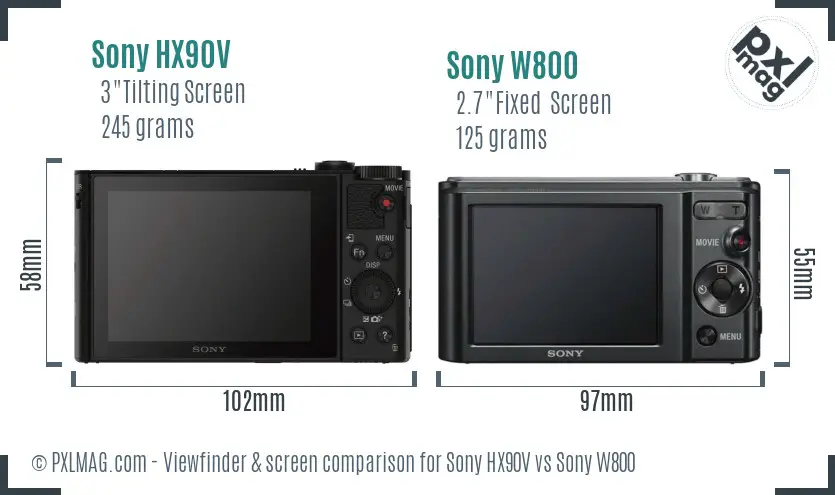 Sony HX90V vs Sony W800 Screen and Viewfinder comparison