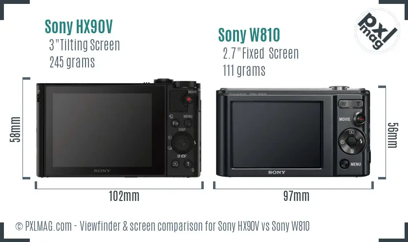 Sony HX90V vs Sony W810 Screen and Viewfinder comparison