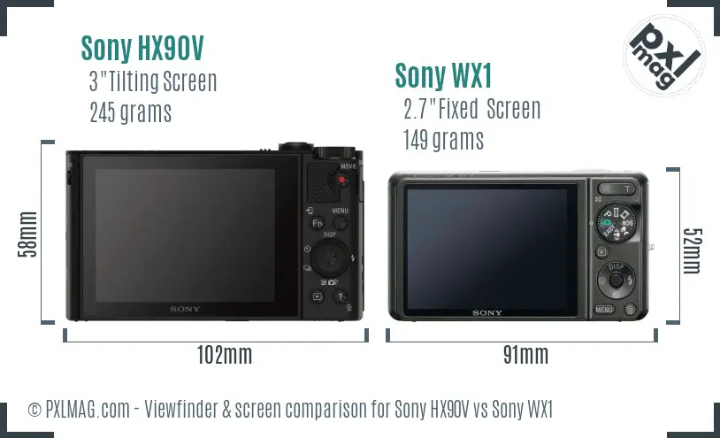 Sony HX90V vs Sony WX1 Screen and Viewfinder comparison