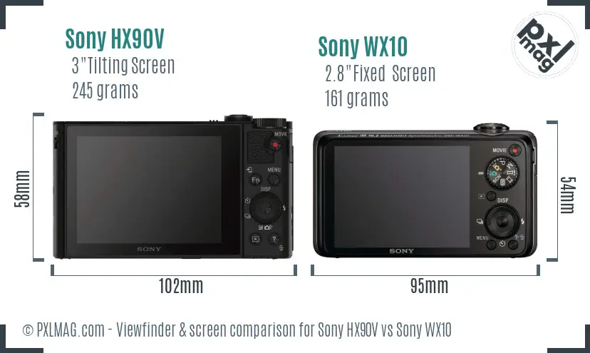 Sony HX90V vs Sony WX10 Screen and Viewfinder comparison