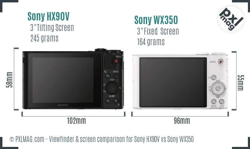 Sony HX90V vs Sony WX350 Screen and Viewfinder comparison