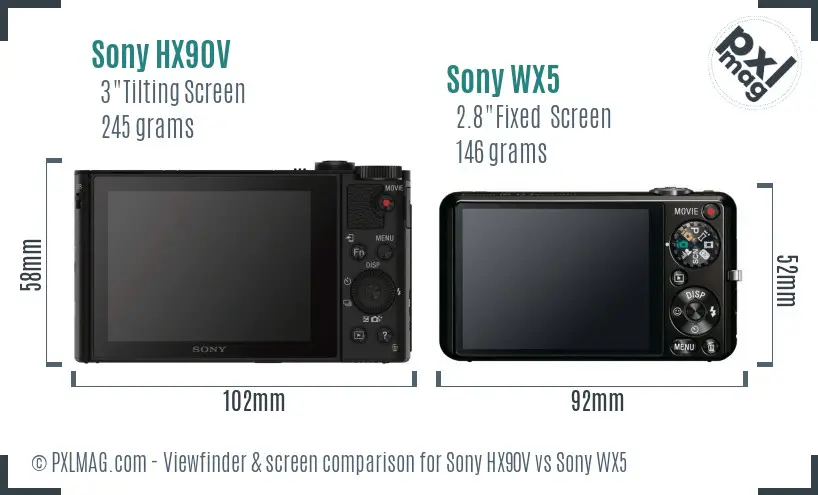 Sony HX90V vs Sony WX5 Screen and Viewfinder comparison