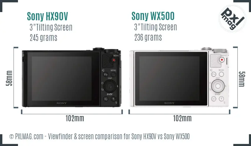Sony HX90V vs Sony WX500 Screen and Viewfinder comparison