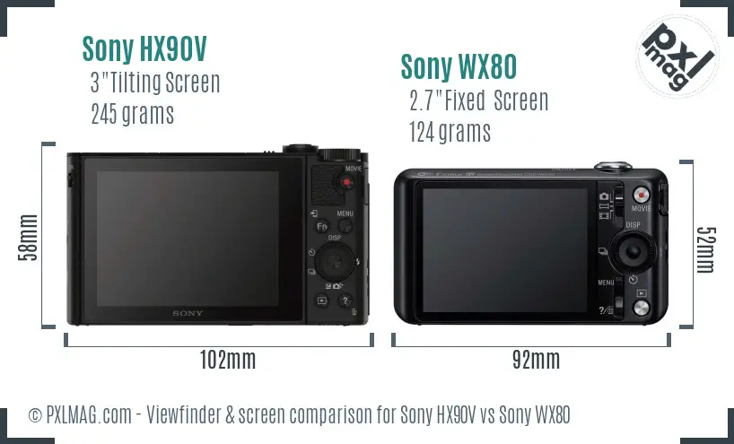Sony HX90V vs Sony WX80 Screen and Viewfinder comparison