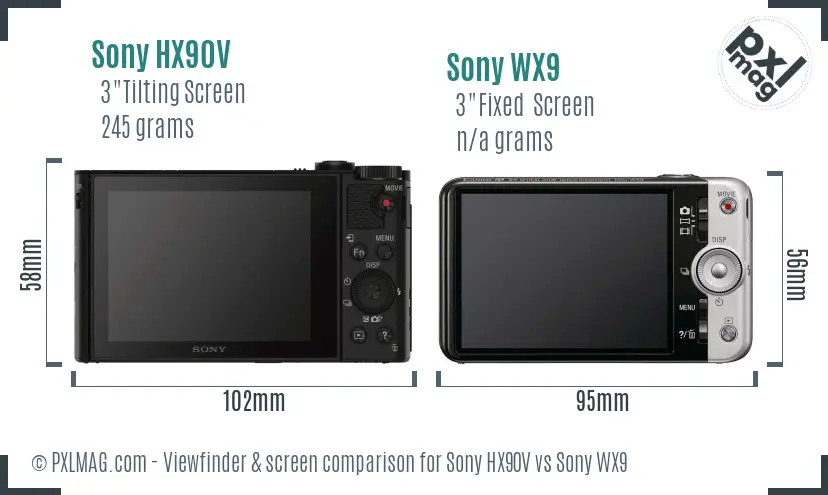Sony HX90V vs Sony WX9 Screen and Viewfinder comparison