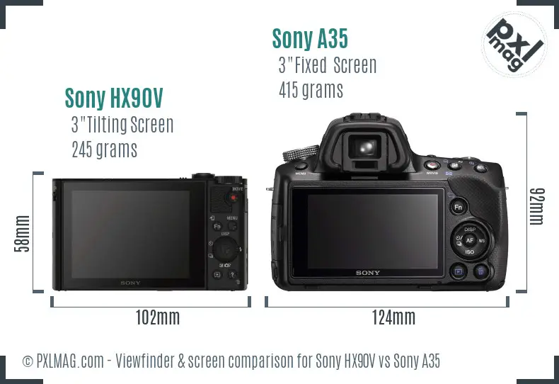 Sony HX90V vs Sony A35 Screen and Viewfinder comparison