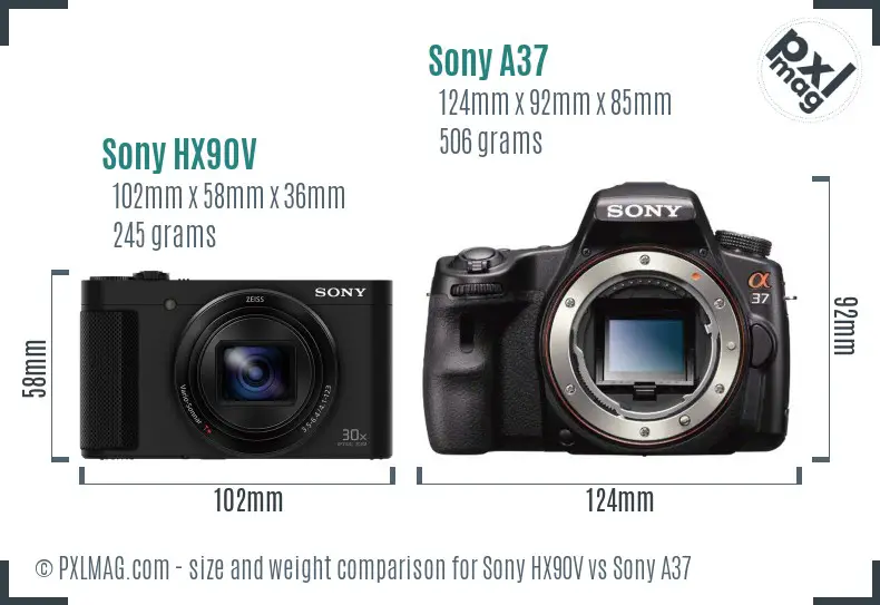 Sony HX90V vs Sony A37 size comparison