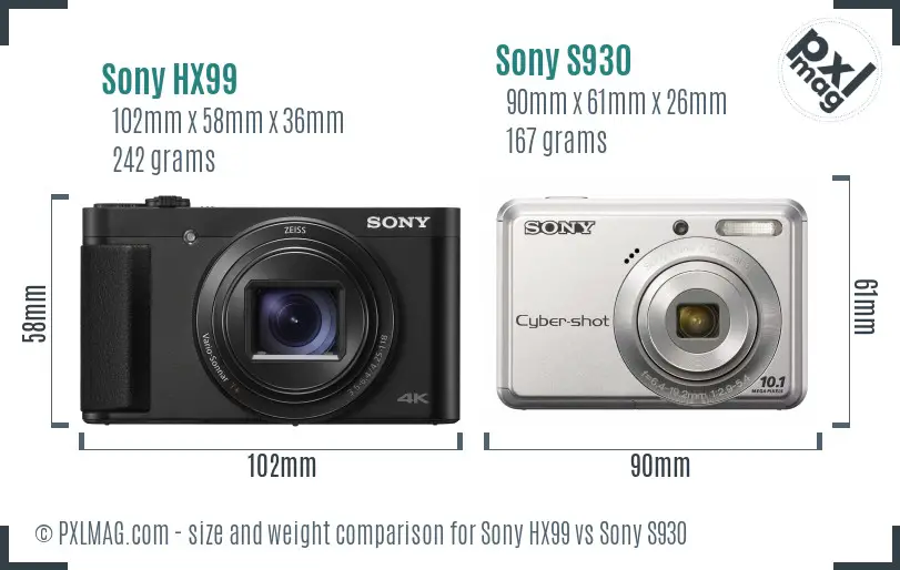 Sony HX99 vs Sony S930 size comparison