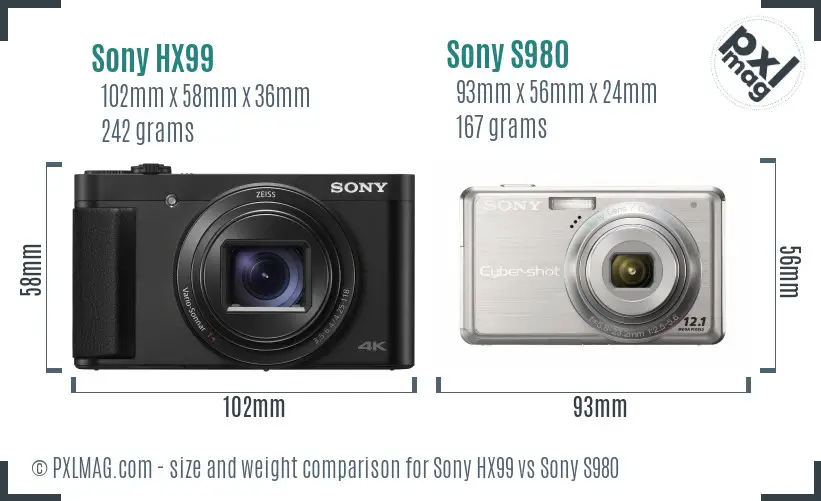 Sony HX99 vs Sony S980 size comparison Sony HX99 vs Sony S980 size comparison