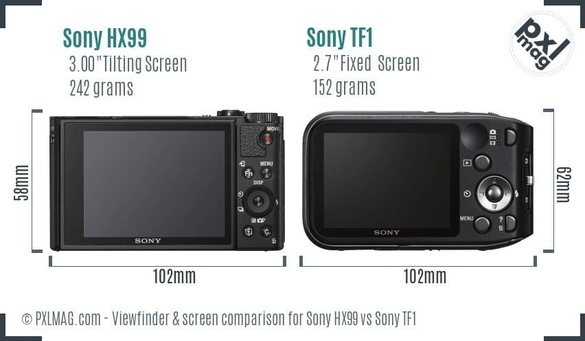Sony HX99 vs Sony TF1 Screen and Viewfinder comparison