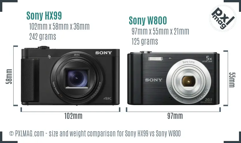 Sony HX99 vs Sony W800 size comparison Sony HX99 vs Sony W800 size comparison