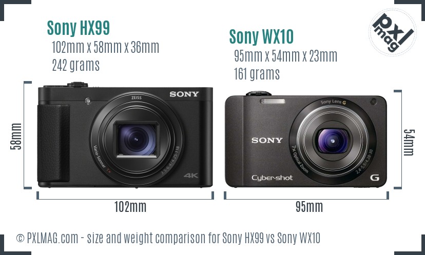 Sony HX99 vs Sony WX10 size comparison Sony HX99 vs Sony WX10 size comparison