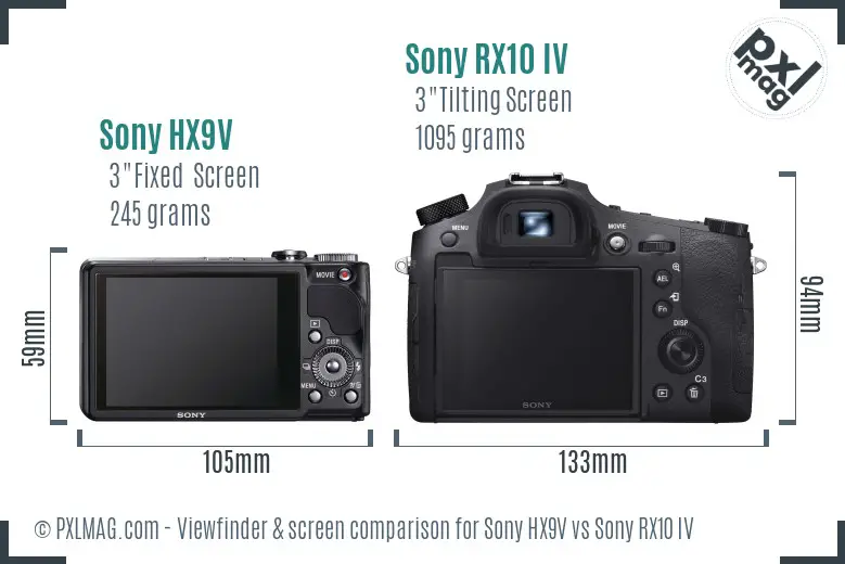 Sony HX9V vs Sony RX10 IV Screen and Viewfinder comparison