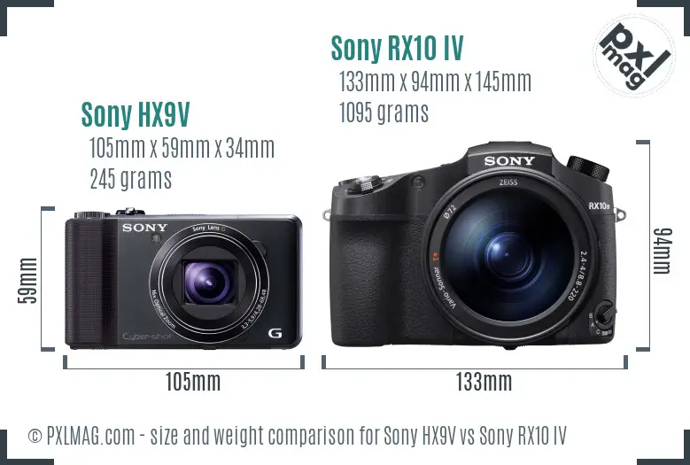 Sony HX9V vs Sony RX10 IV size comparison