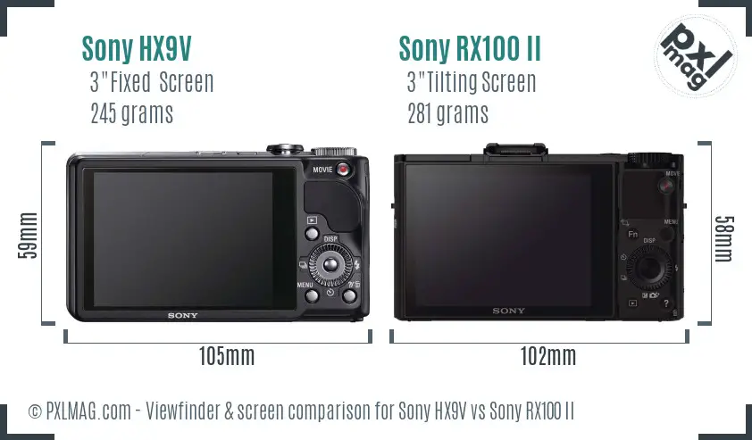 Sony HX9V vs Sony RX100 II Screen and Viewfinder comparison