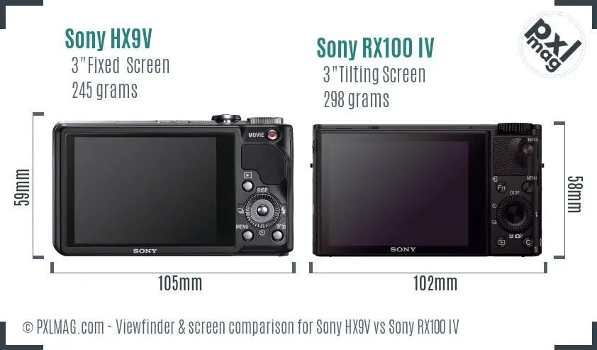 Sony HX9V vs Sony RX100 IV Screen and Viewfinder comparison