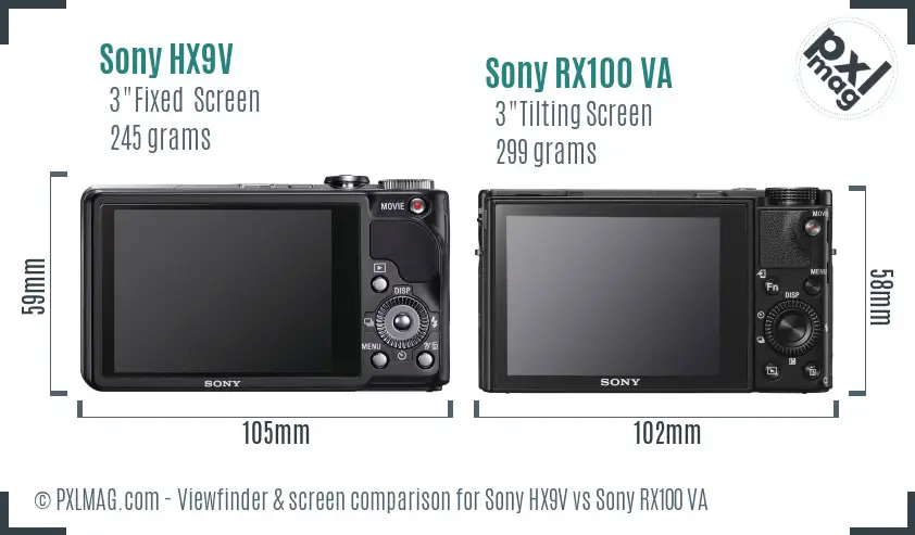 Sony HX9V vs Sony RX100 VA Screen and Viewfinder comparison
