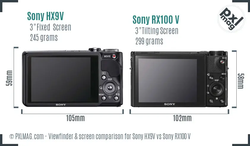 Sony HX9V vs Sony RX100 V Screen and Viewfinder comparison