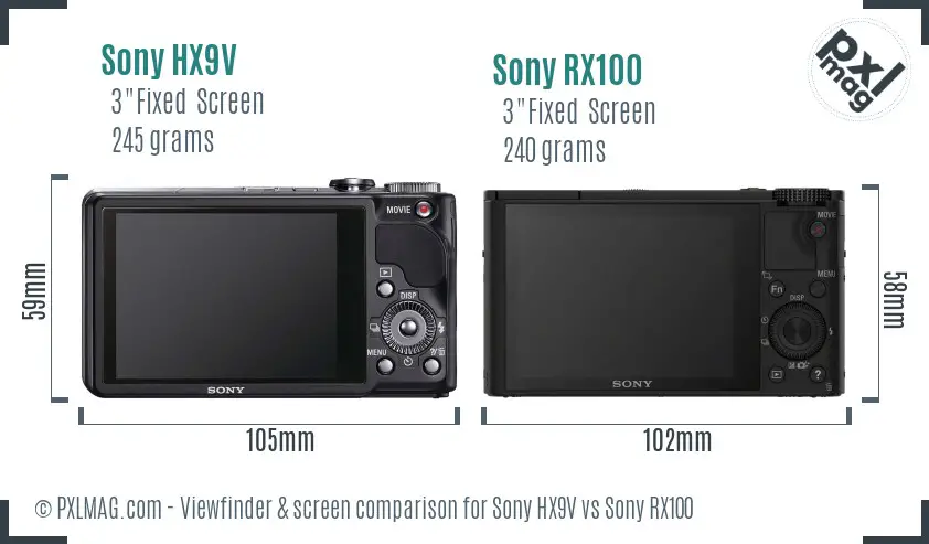 Sony HX9V vs Sony RX100 Screen and Viewfinder comparison