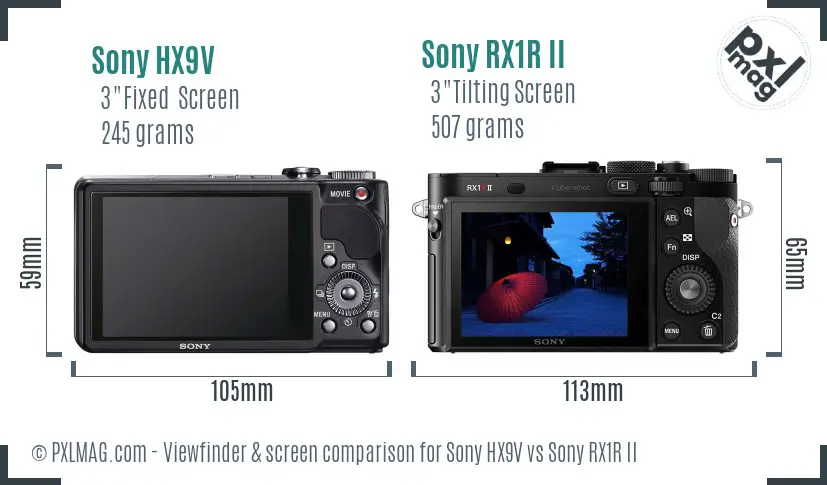Sony HX9V vs Sony RX1R II Screen and Viewfinder comparison