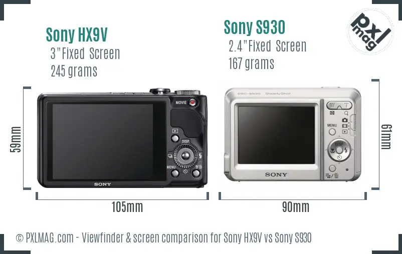 Sony HX9V vs Sony S930 Screen and Viewfinder comparison