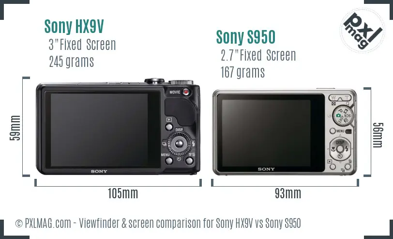 Sony HX9V vs Sony S950 Screen and Viewfinder comparison