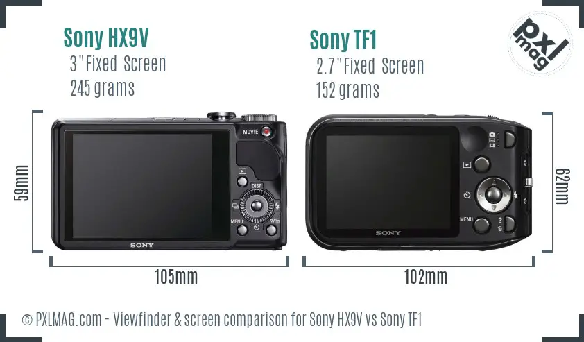 Sony HX9V vs Sony TF1 Screen and Viewfinder comparison