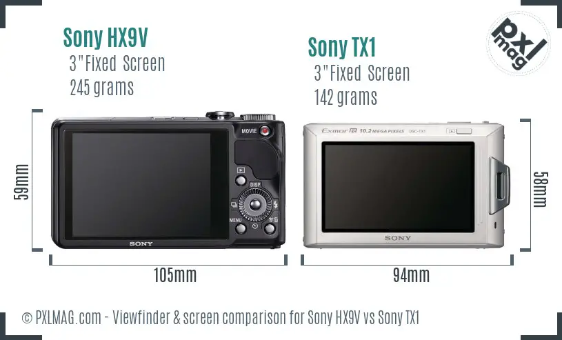 Sony HX9V vs Sony TX1 Screen and Viewfinder comparison
