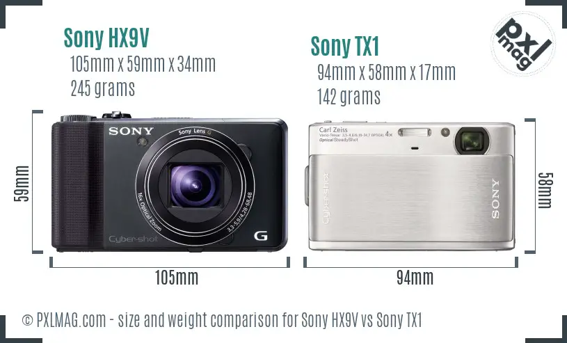 Sony HX9V vs Sony TX1 size comparison