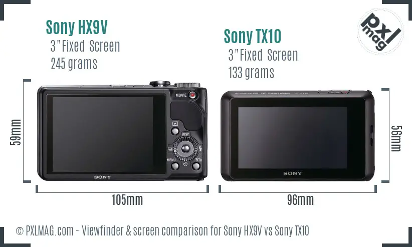 Sony HX9V vs Sony TX10 Screen and Viewfinder comparison