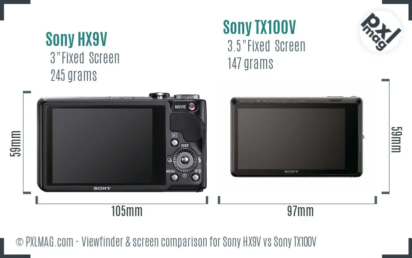 Sony HX9V vs Sony TX100V Screen and Viewfinder comparison