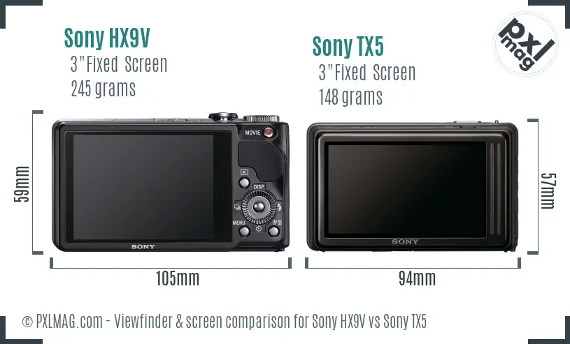 Sony HX9V vs Sony TX5 Screen and Viewfinder comparison