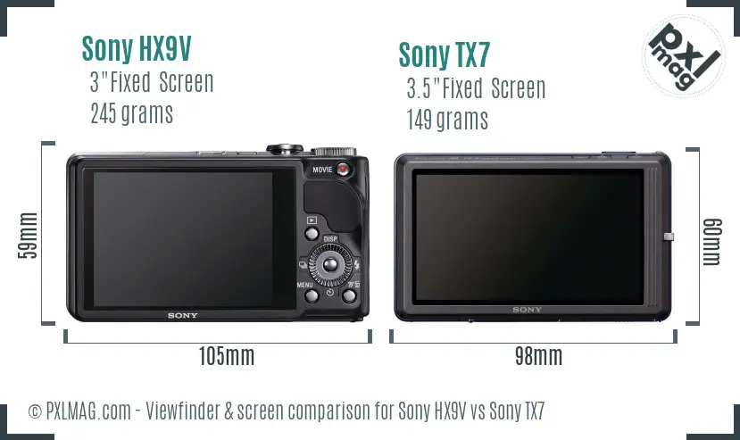 Sony HX9V vs Sony TX7 Screen and Viewfinder comparison