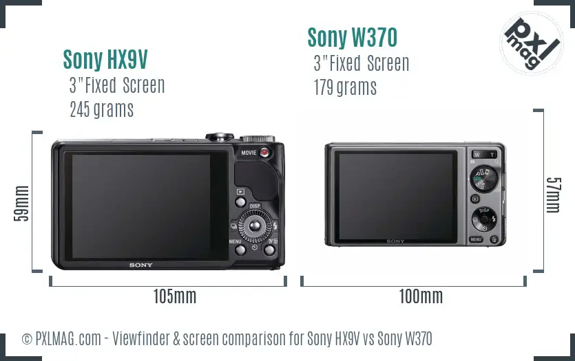 Sony HX9V vs Sony W370 Screen and Viewfinder comparison