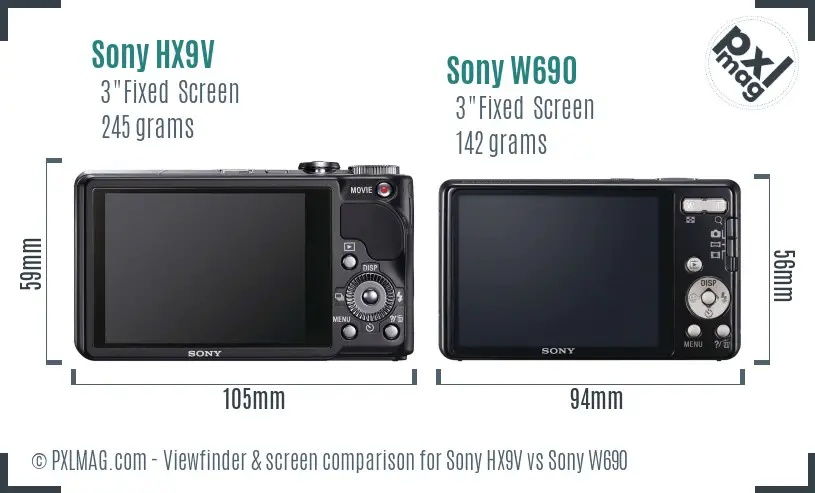Sony HX9V vs Sony W690 Screen and Viewfinder comparison