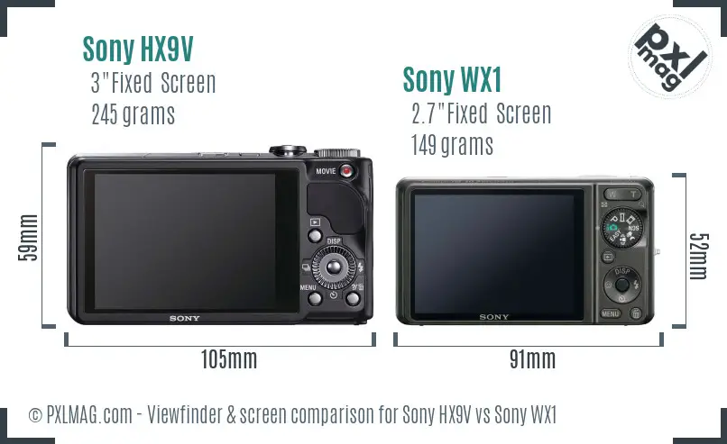 Sony HX9V vs Sony WX1 Screen and Viewfinder comparison
