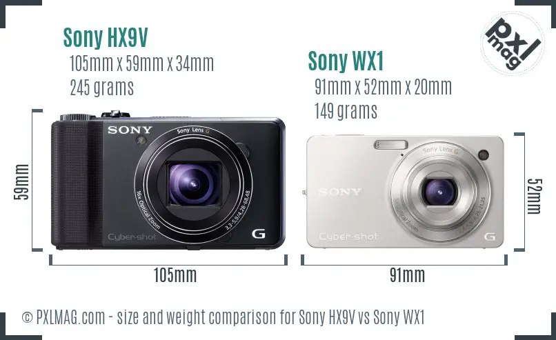 Sony HX9V vs Sony WX1 size comparison