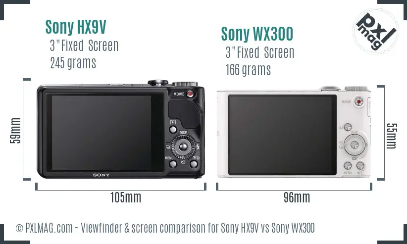 Sony HX9V vs Sony WX300 Screen and Viewfinder comparison