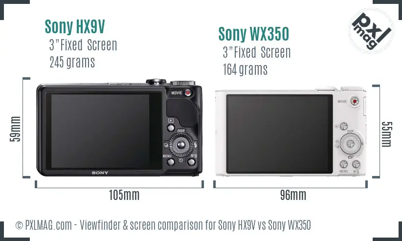 Sony HX9V vs Sony WX350 Screen and Viewfinder comparison