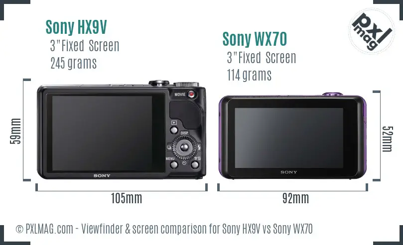 Sony HX9V vs Sony WX70 Screen and Viewfinder comparison