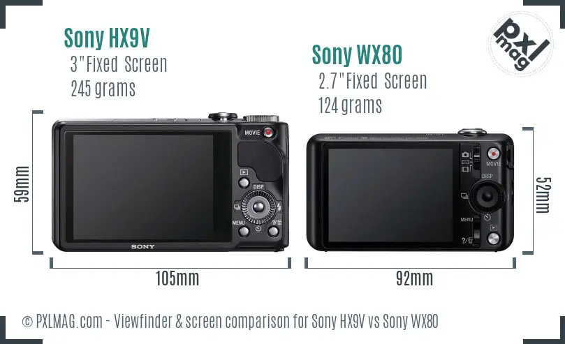 Sony HX9V vs Sony WX80 Screen and Viewfinder comparison