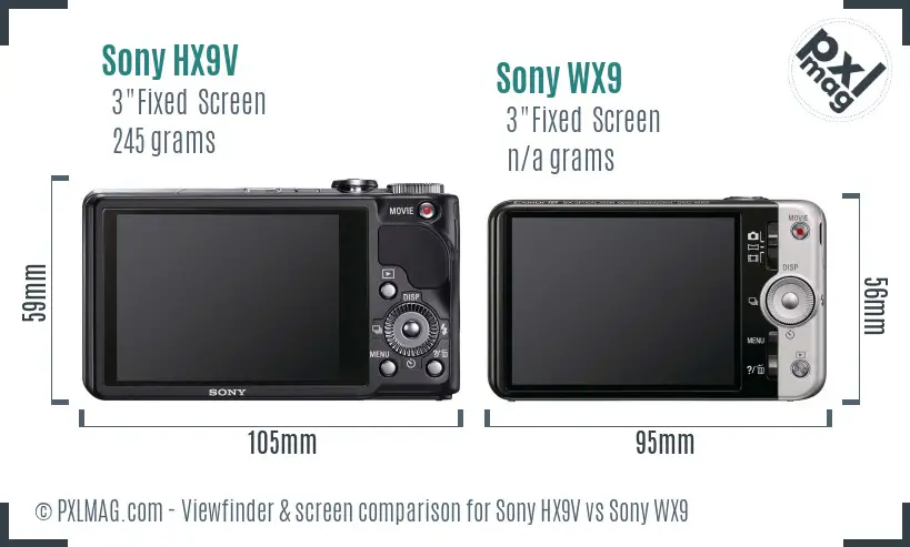 Sony HX9V vs Sony WX9 Screen and Viewfinder comparison