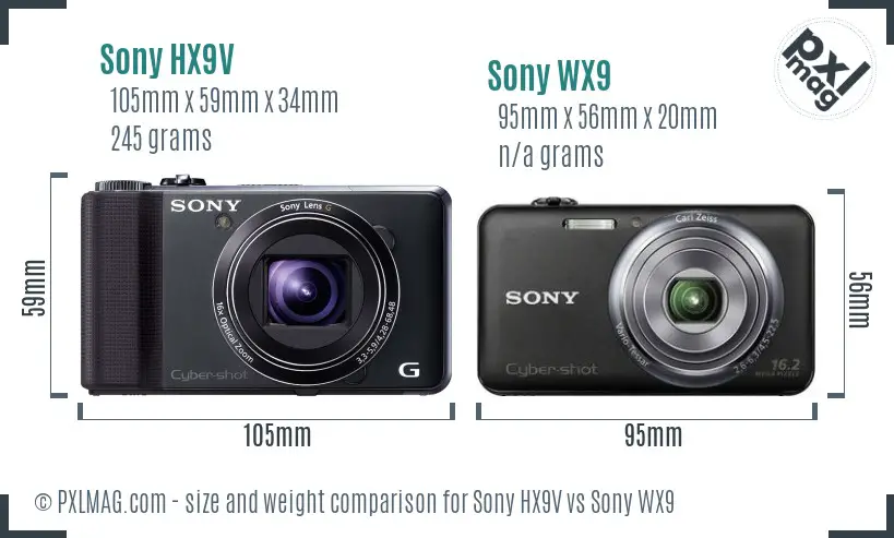 Sony HX9V vs Sony WX9 size comparison