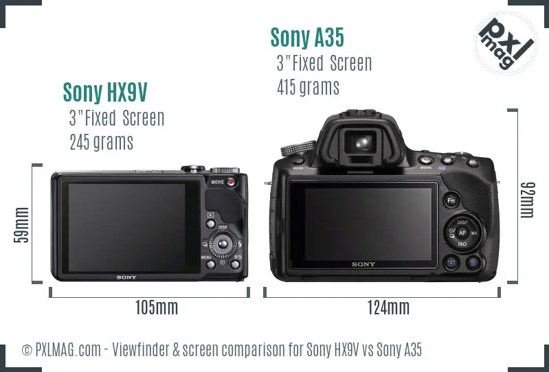 Sony HX9V vs Sony A35 Screen and Viewfinder comparison