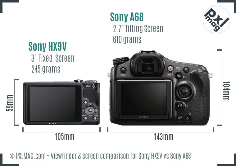 Sony HX9V vs Sony A68 Screen and Viewfinder comparison