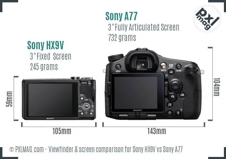 Sony HX9V vs Sony A77 Screen and Viewfinder comparison