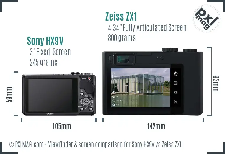 Sony HX9V vs Zeiss ZX1 Screen and Viewfinder comparison